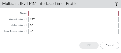 PIM Interface Timer Profile configuration window.